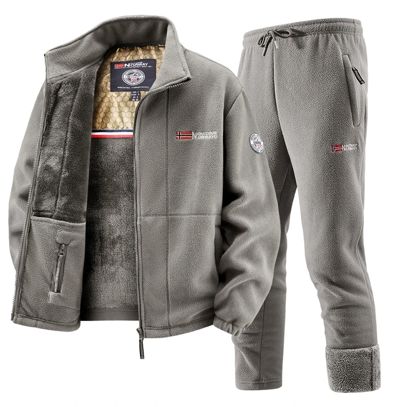 Running Gear - Mens Winter Fleece Tracksuit Set Thickened