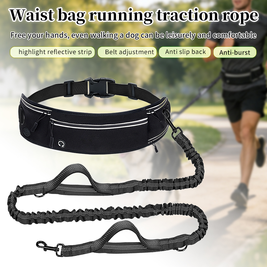 Running Gear Belt - Foldable Reflective Dog Leash with Waist