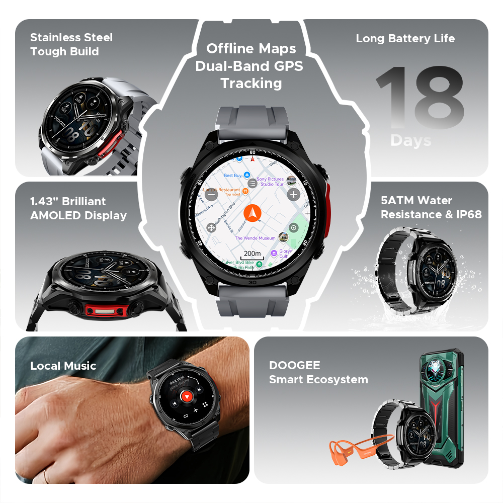 DOOGEE ANYWISE W1 PRO Smartwat – Gps Running Watch recenzja i cena