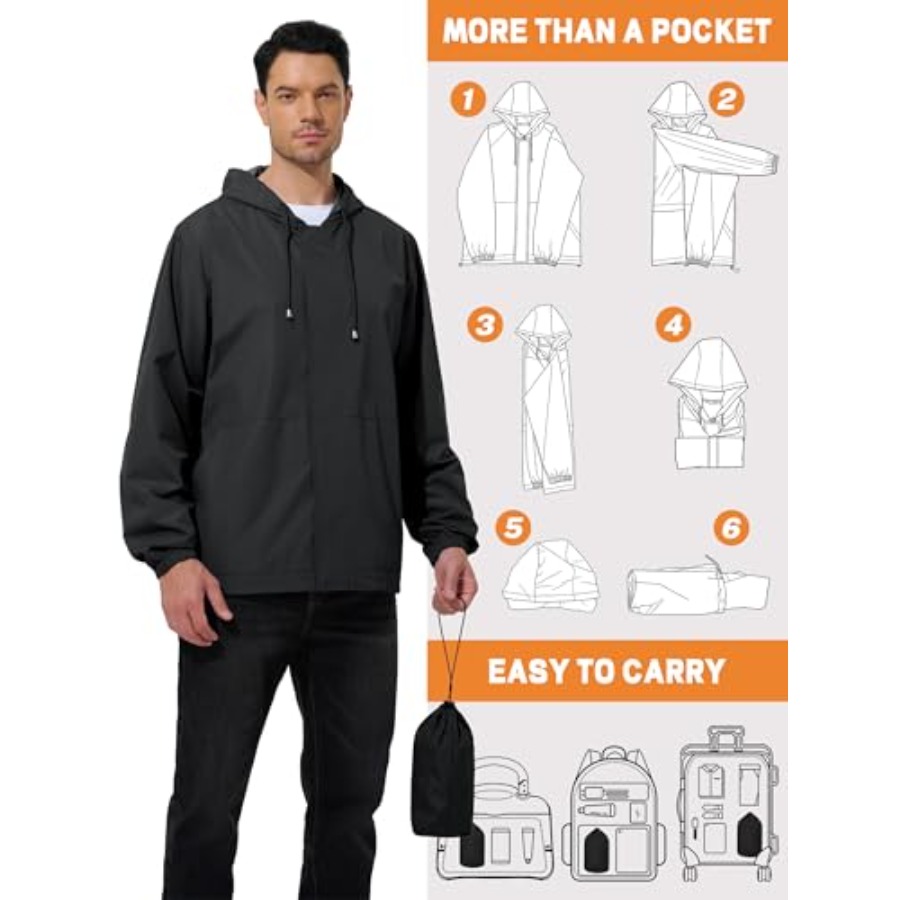 UIQUR Men's Rain Jacket Waterp – Running Gear In Rain recenzja i cena