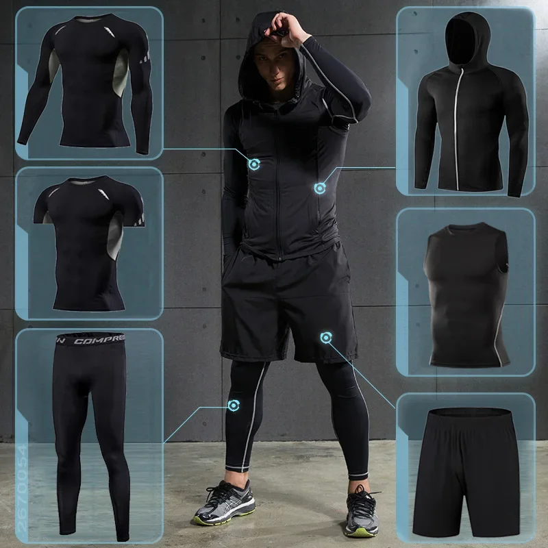 Men Running Sets Gym Tight Spo – Running Jogging Gear recenzja i cena