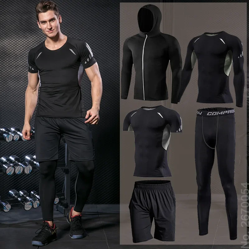 Men Running Sets Gym Tight Spo – Running Jogging Gear recenzja i cena
