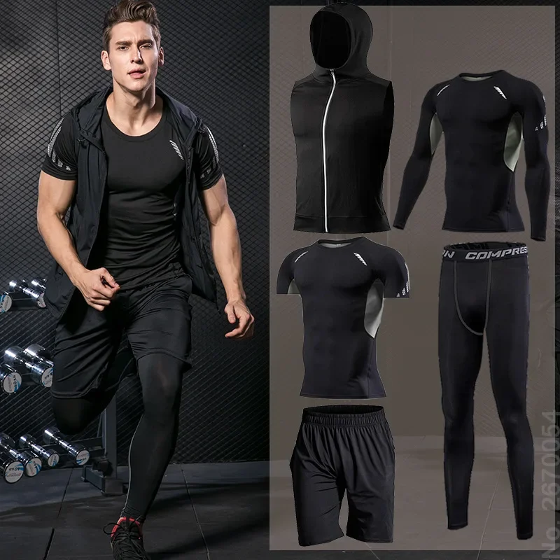 Men Running Sets Gym Tight Spo – Running Jogging Gear recenzja i cena