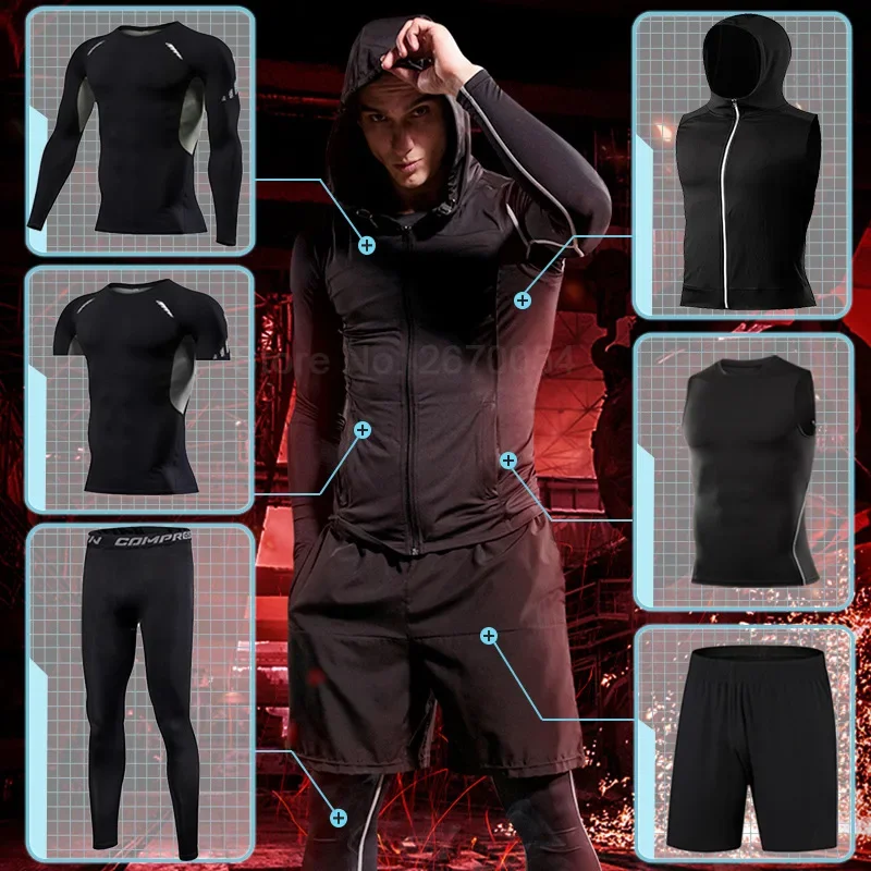 Men Running Sets Gym Tight Spo – Running Jogging Gear recenzja i cena
