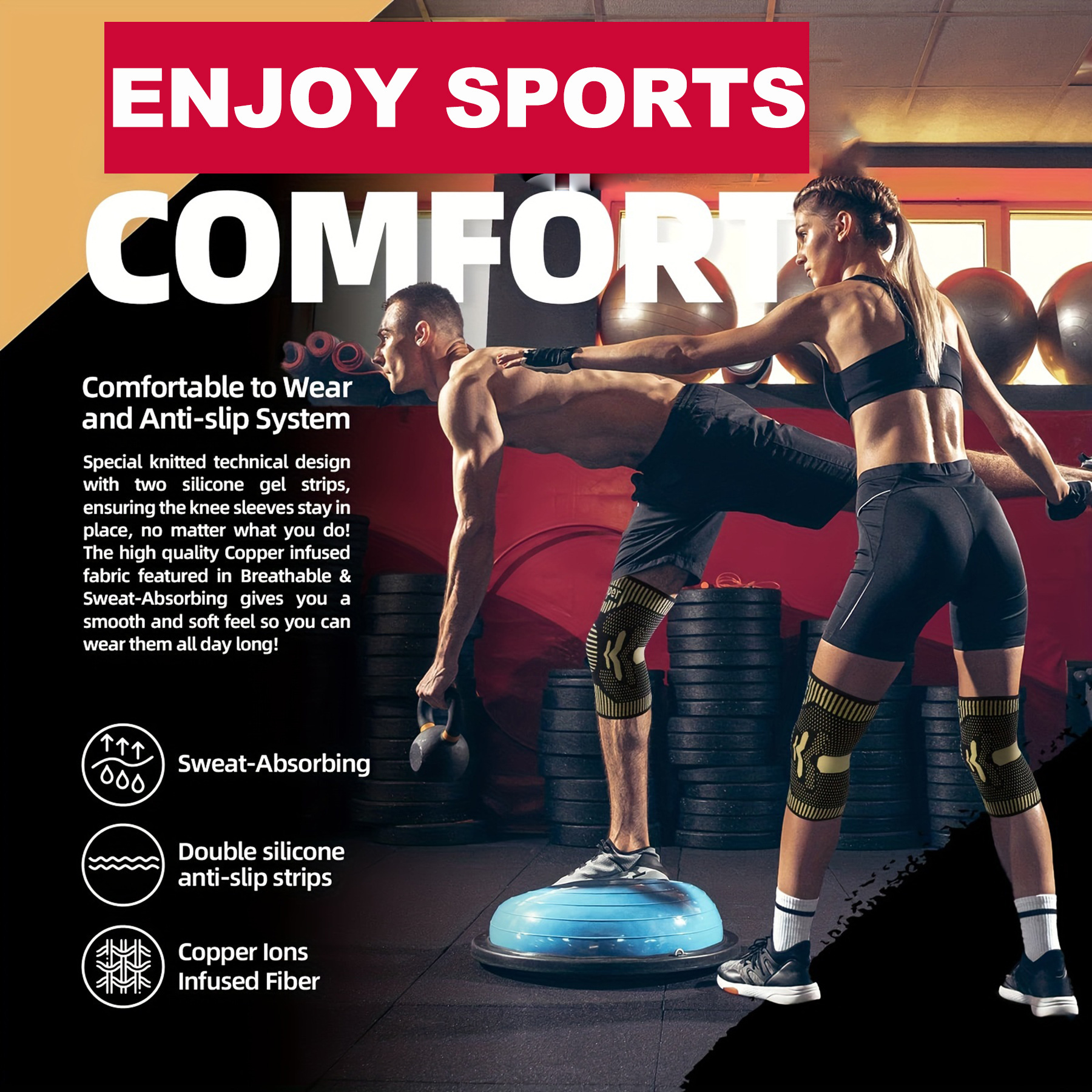 Copper ion sports knee pads, s – Running Gear Knee recenzja i cena